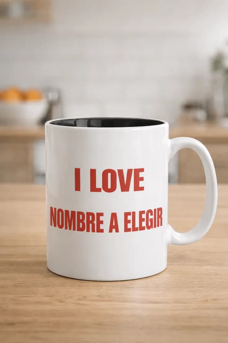Taza divertida I love con nombre personalizado