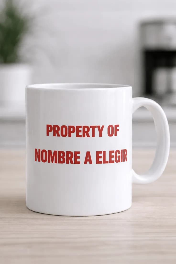 Taza divertida Property of con nombre personalizado