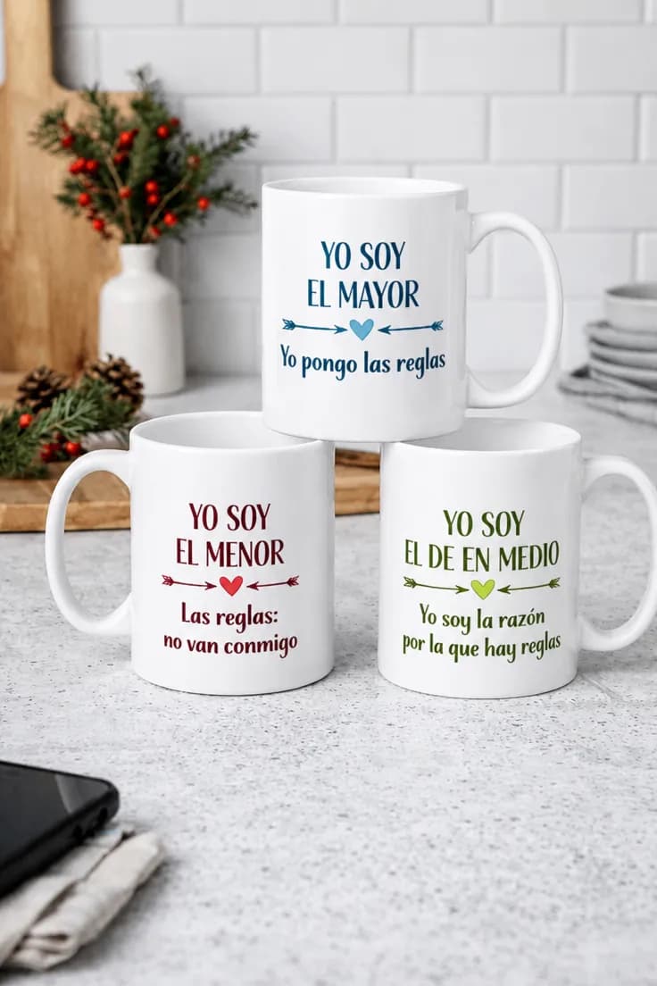 Taza divertida tres hijos y reglas | YO SOY EL MAYOR